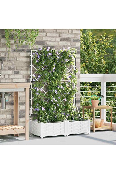 vidaxl Vaza pentru Gradina 2 pcs Alb 80 x 40 x 126 cm Plastic