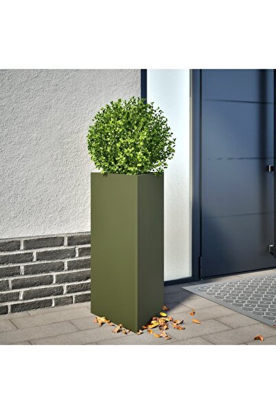 vidaxl Jardiniera de gradina verde, 40x34,5x75 cm, otel, triunghiulara
