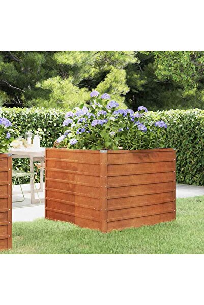 vidaxl Strat inaltat de gradina, ruginiu, 100x100x77 cm, otel corten