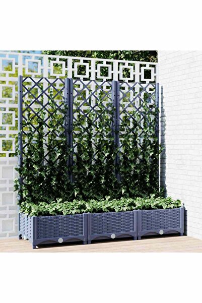 vidaxl Jardiniera de gradina cu spalier,albastru gri,120x40x121,5 cm, PP