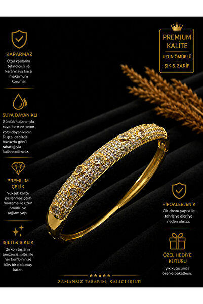 YİĞİTKARANAKSESUAR PREMİUM ZİRKON TAŞLI GOLD KELEPÇE