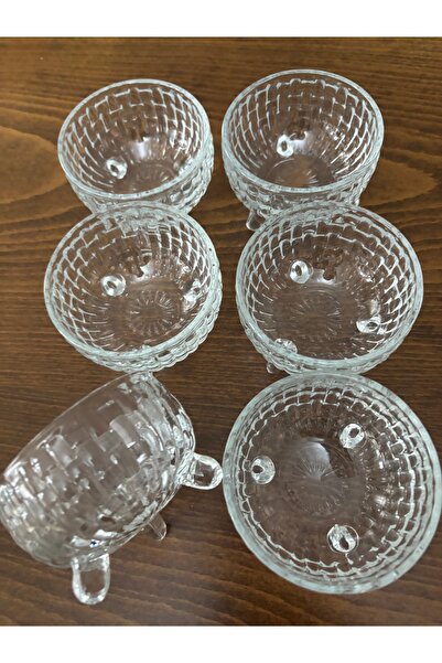 DİBA AVM 6lı üç ayaklı kase sunum luk reçellik kahvaltı kase dondurma çerez kase 120 ml-8 cm