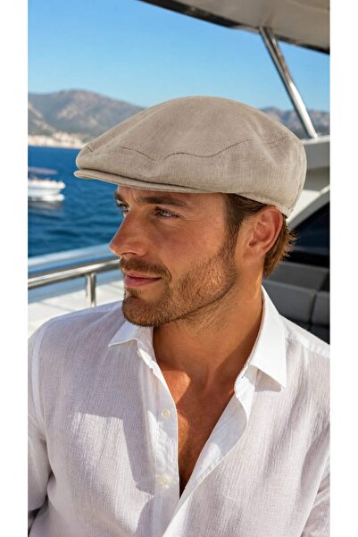FELLMENS Beige Linen Vintage Gatsby Men's Hat