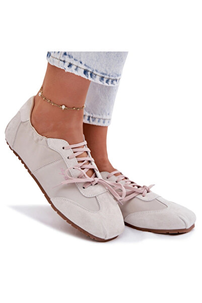 Big Star Shoes Adidași joși din piele întoarsă pentru femei Big Star TT274599...