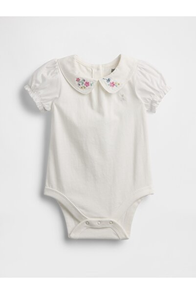 GAP Bebek Beyaz First Favorites Organik Pamuk Peter Pan Bodysuit