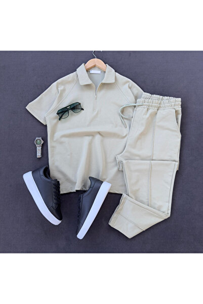 MODA Men's Zippered Polo T-Shirt and Baggy Sweatpants