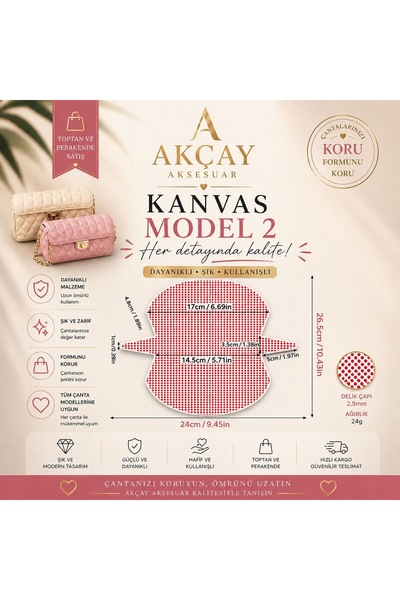Akçay Aksesuar Small Size Hexagonal Canvas New White Color