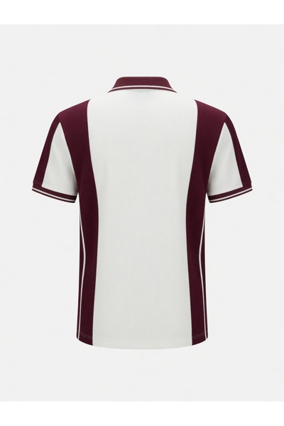 no4 style Men's Zippered Polo Collar Striped Summer T-Shirt