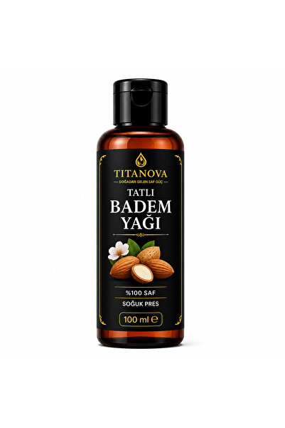 TİTANOVA Tatlı Badem Yağı 100 ml %100 Saf Soğuk Pres