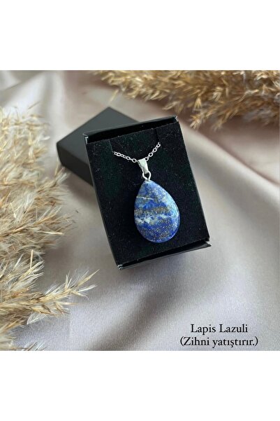 Vintage Tasarım Atölye Damla Kesim Lapis Lazuli Doğal Taş Kolye