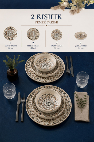 iselahome Moila 8 Parça 2 Kişilik Porselen Yemek Takımı