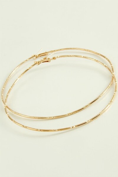 ZERO LAND Ilkeshop Striped Metal Hoop Earrings 8-9-10 (05600) Cm-9 cm