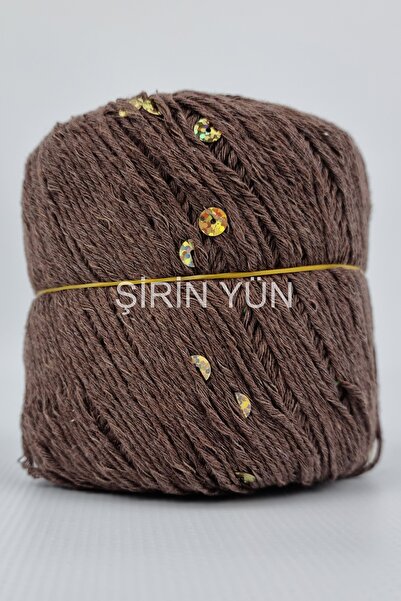 Şirin Yün Pullu Örgü İpi 50 Gram 100 Metre Kahverengi 2303