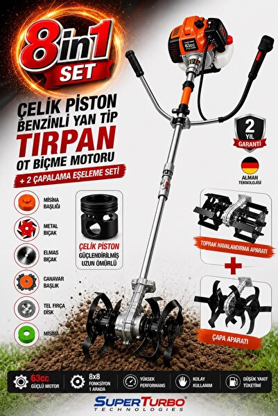 STAXX POWER 8x8 Ultra Güçlendirilmiş 8IN1 Benzinli Yan Tip Tırpan Ot Biçme Mo...