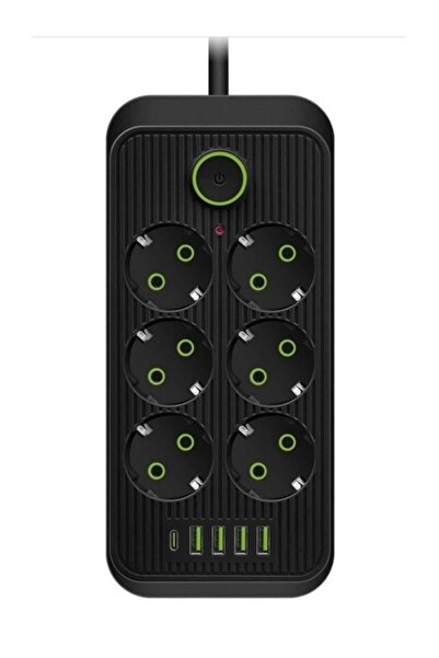 Tastech F19U 2500W 6 LI PRİZ 6 Soket 220V 4Usb 5V 2.1A 1 Pd 2.1A Şarj Termal ...
