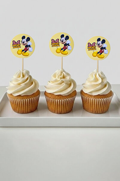 Dizayn Parti Evi Mickey Mouse Kürdan Pasta ve Cupcake Süsü Doğum Günü Parti D...