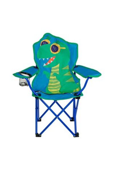 SHOPIENS Scaun de camping pliabil cu dinozaur albastru și husă pentru copii 3...