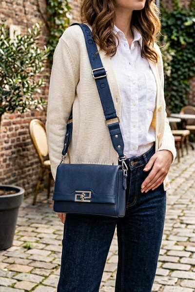 Silver Polo Women's Crossbody Bag 1257 M105 Dark Blue Dark Blue