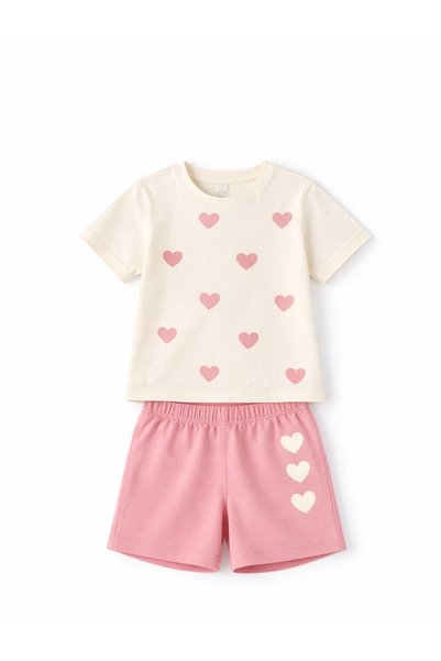 MİLANO KİDS Girl's Shorts T-Shirt Summer Bottom Top Set