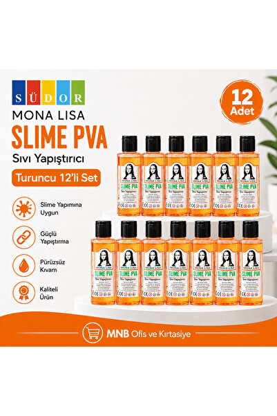 Südor Mona Lisa Turuncu Slime PVA Sıvı Yapıştırıcı 12'li Set - Çocuklar İçin ...