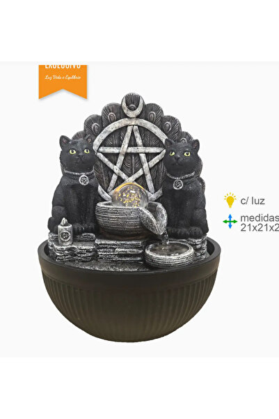 OEM Fântână de apă din rășină Wicca cu pisici negre 25 cm |   Decor Gotic Spi...