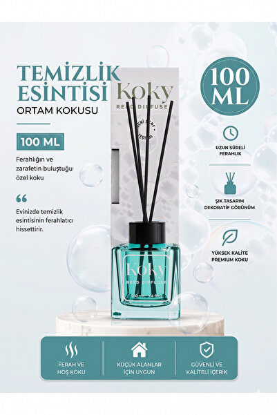 Koky Temizlik Esintisi Reed Diffuser 100 ML Çubuklu Oda Kokusu – Uzun Süre Ka...