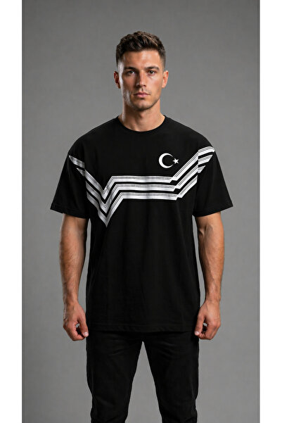 VEK Tricou turcesc retro supradimensionat cu design special