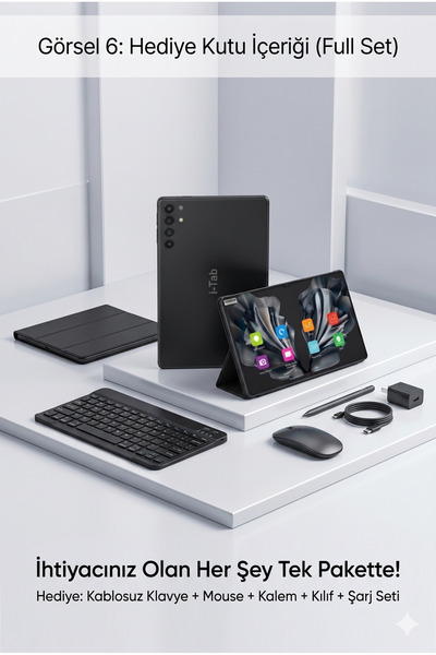 İ-TAB S26 Ultra Max Tablet - 16GB RAM - 1TB Hafıza | Sim Kartlı | Klavye Mous...