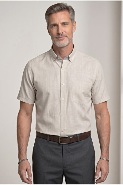 AtlasGiyim Men's Classic Cut Short Sleeve Shirt with Pockets (New Season)