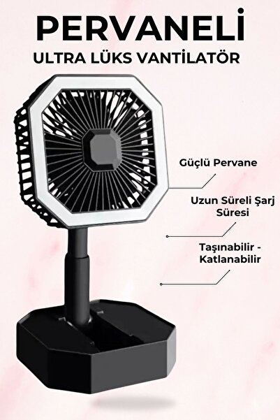 ozbience Katlanabilir USB Şarjlı Mini Fan, Güçlü ve Sessiz Soğutma 3 Kademe