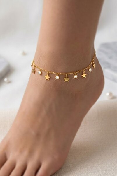Parita Jewelry Altın Renk Şık Zirkon Taş ve Yıldız Figürlü Paslanmaz Kararmaz...