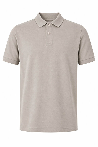 trender Plain Pique Stone Men's Polo Neck T-Shirt 2061