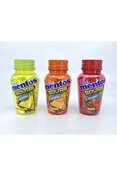 Mentos Sours Şekersiz Tatlandırıcılı C Vitaminli Portakal-Limon-Çilek Aromalı...