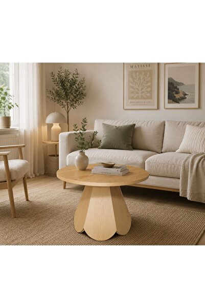 woodywood Özel Tasarım Çam Kaplama YONCA Orta Sehpa 60 cm Tabla