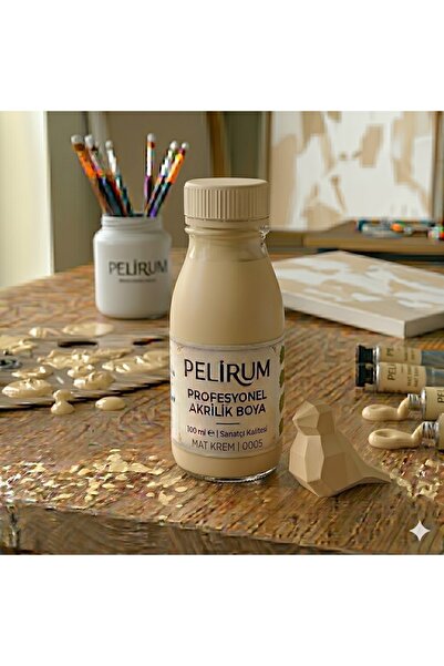 Pelirum Profesyonel Mat Akrilik Boya KREM] 100 ml - Ahşap, Metal, Plastik, Ca...