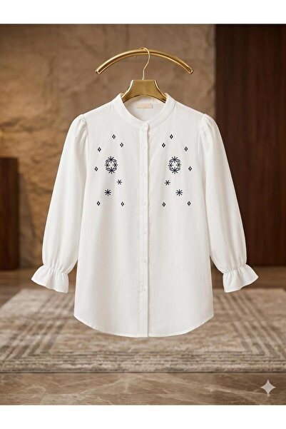 ÇALIŞKAN MODA Ethnic Embroidered Wide Sleeve Draped Loose Tunic [Linen Blend,...