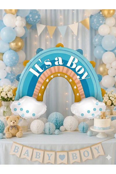 party mix It’s a Boy Gökkuşağı Folyo Balon Mavi Erkek Bebek Baby Shower Cinsi...
