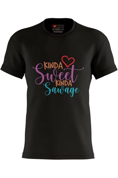 not Women's Printed Design T-Shirt(KINDA SWEET KINDA SAWAGE)| Round Neck Regular Fit T-shirt