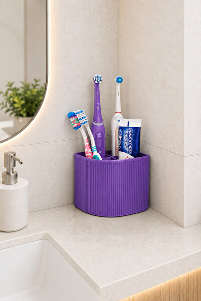 Arvella Studio Diş Fırçalık Köşe Organizer | 6 Renk Seçenekli Banyo Düzenleyi...