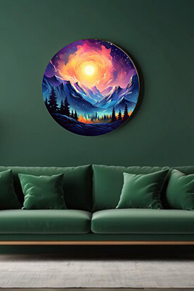 Lucena Pictură fantastică pe MDF cu tematică montană și galactică, decor de p...