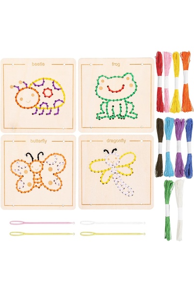 Junios Set de snuruit cu 4 placi din lemn - Broscuta si insecte