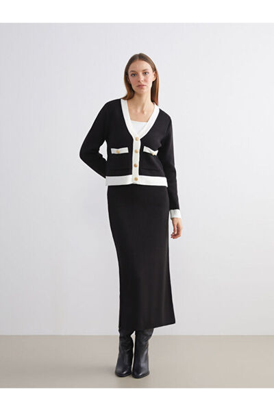 LC Waikiki Elastic Waist Slit Knitwear Skirt