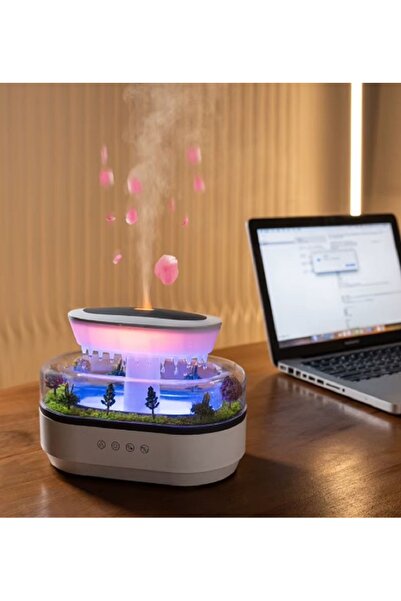 hediyeconcepti Yeni Simüle Yağmur Damlası Aromaterapi Difüzör Orman Yeşil Man...