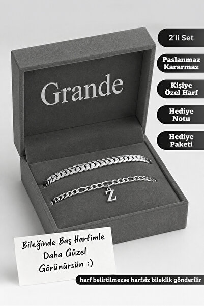 GrandeAccessory Kişiye Özel Harfli Çelik Bileklik Seti 2’li – Sevgili Kombin ...