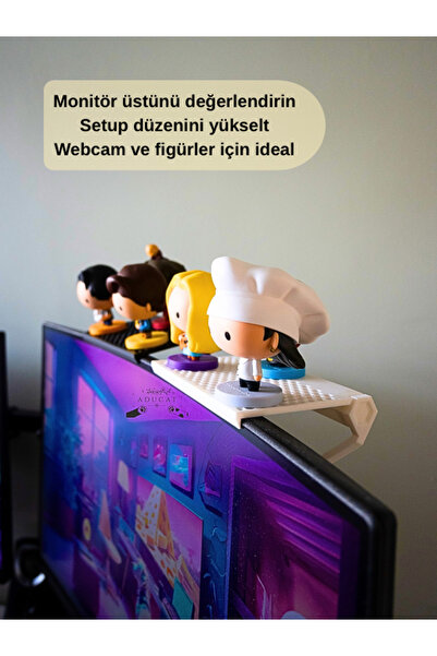 Ayarlanabilir Monitör Üstü Raf | Webcam & Figür Organizer Standı