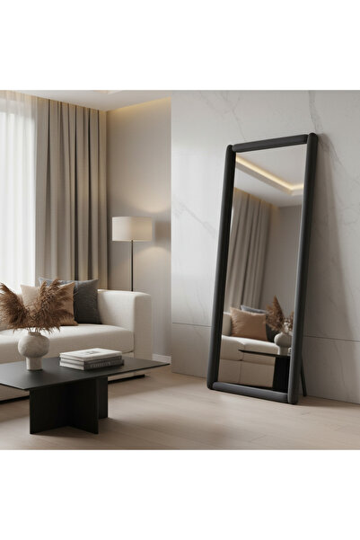 Ebticar Floor Mirror with Fabric Frame – Black 80×3×180 cm