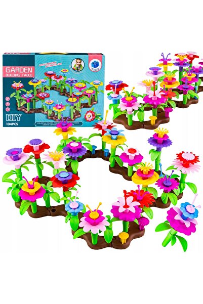 PinkBlue Set de construit educativ - Gradina cu flori colorate, 104 piese, +3...