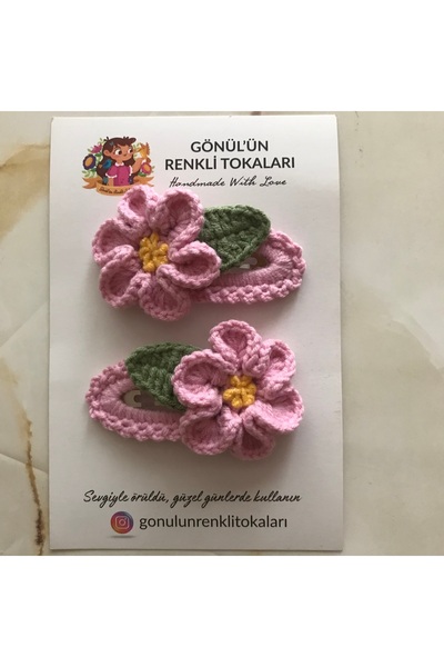 Gönülden Aksesuar 5cm oval gümüş metal çıt çıtlı el örgüsü renkler yeşil yapr...