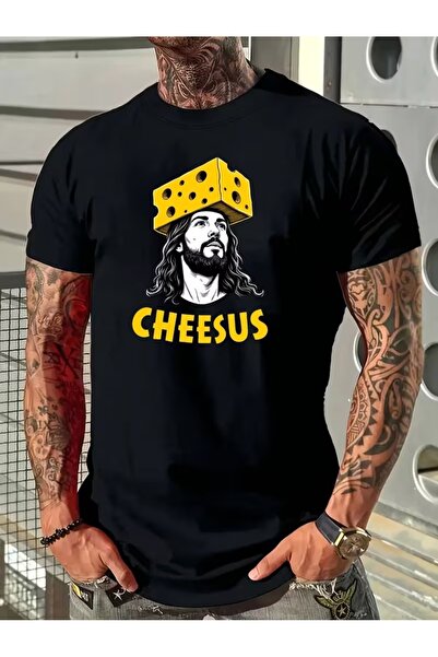 Massgai Unisex majica sa štampanim motivom Cheesus, 100% pamuk, veće veličine