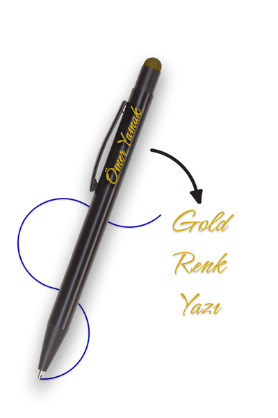 Giftino Kişiye Özel Gold Yazı Detaylı Metal İmza Kalemi - Touch Pen Tükenmez ...